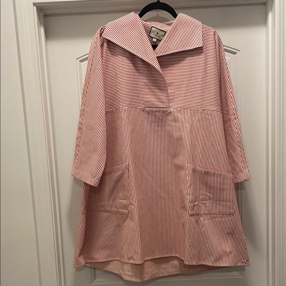 Tuckernuck Red and White Striped Trench Coat Dress